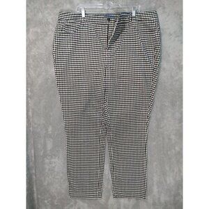 Talbots Pants Womens 20W Black White Plaid Flawless High Waist Straight Leg